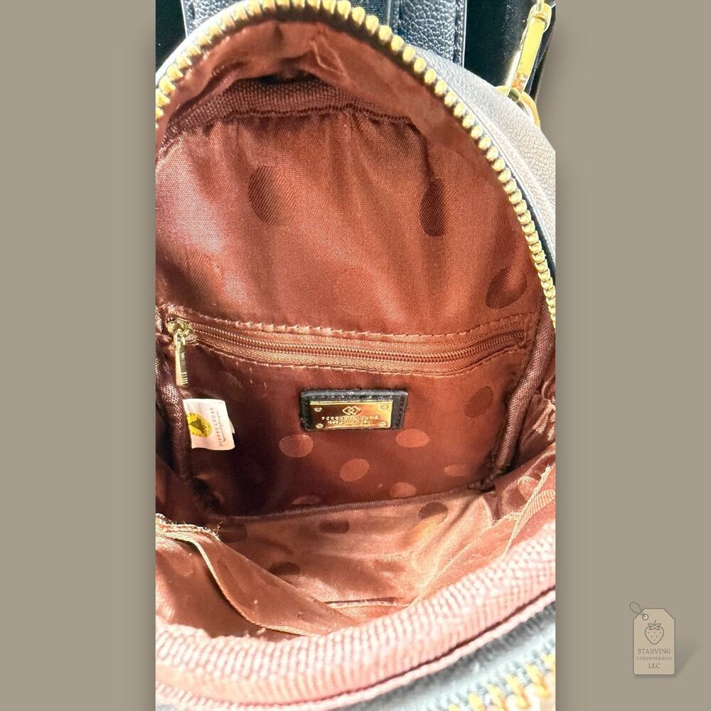 Black Mini Backpack Convertible Crossbody Bag | Gold-Tone Hardware - Picture 5 of 5
